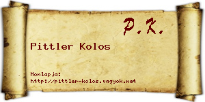 Pittler Kolos névjegykártya